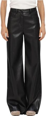 Marc Cain Warri Wide Broeken - Dames - Wijde Broeken - Zwart - S - Leer - Broeken