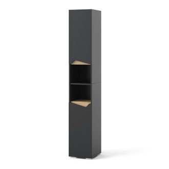 Vicco Armadio Per Il Bagno Marelle, Antracite, 30 X 180 Cm Con Porte E Vani Aperti