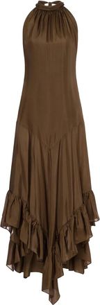 Philosophy di Lorenzo Serafini Abito lungo in seta con scollo allamericana - Marrone