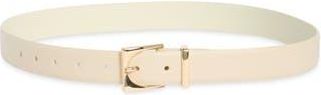 Nordstrom Rack Square Buckle Leather Belt in Ivory Pristine at Nordstrom Rack, Size X-Small