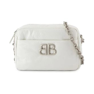 Balenciaga Witte Leren Schoudertas voor Camera - Dames - Tassen - Wit - Maat: ONE Size Leer