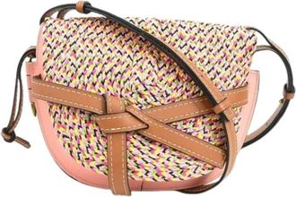 Loewe Pre-owned Cross Body Bags, female, Pink, Size: ONE SIZE Pre-owned Raffia Crossbody Bag