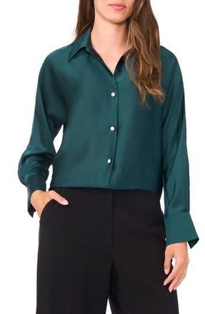 Halogen Charmeuse Button-Up Shirt in June Bug at Nordstrom Rack, Size X-Large