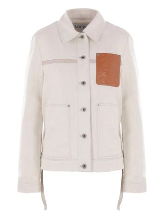 Loewe logo-patch denim jacket - Neutrals