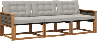 vidaXL Conjunto De Sof&aacute;s De Exterior 3 Uds. Natural Y Gris Claro Vidaxl