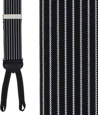 Trafalgar Store Big and Tall Voltaire Chalk Stripe Elastic Formal End Suspenders in Black at Nordstrom, Size One Size Big