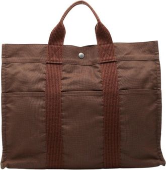 Herm&egrave;s Brown Canvas Tote Bag (Pre-Owned)