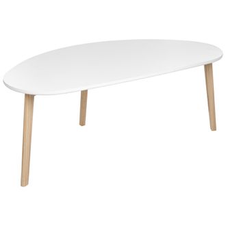 Beliani Mesa De Centro Patas De Madera De Pino Tablero De Mdf Estilo Escandinavo Blanco Grande Fly