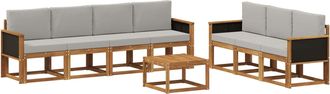 vidaXL Conjunto De Sof&aacute;s De Exterior 7 Uds. Natural Y Gris Claro Vidaxl