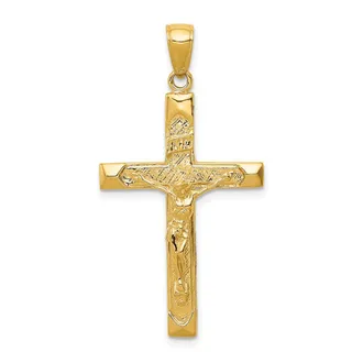Diamond2Deal 10k Yellow Gold INRI Crucifix Pendant