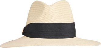 Bruno Magli Ribbon Trim Straw Fedora in White/Black at Nordstrom Rack