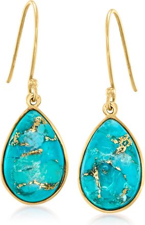 Canaria Canaria Turquoise Drop Earrings in 10kt Yellow Gold