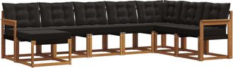 vidaXL Conjunto De Sof&aacute;s De Exterior 8 Uds. Natural Y Negro Vidaxl