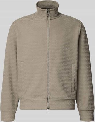 Emporio Armani Sweatjacke mit Stehkragen in Hellgrau, Gr&ouml;&szlig;e XXL