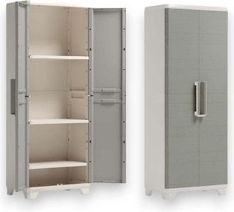 Keter Linear Wood Armario Exterior De Resina Efecto Madera De 2 Puertas Con Cerradura Y Candado