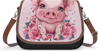 Generic Pigs With Leopard Headband Flower Crossbody Bags for Women Shoulder Messenger Bag Purse Handbags