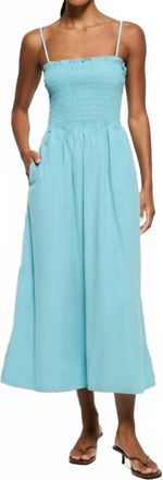 Nation Ltd Sibelle Smocked Dress In Suede Blue