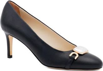 Amalfi By Rangoni Lancetta Almond Toe Pump in Black Parmasoft at Nordstrom, Size 8.5