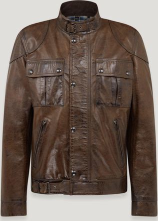 Belstaff Gangster Jacket Mens Hand Waxed Leather Dark Earth Size UK 38