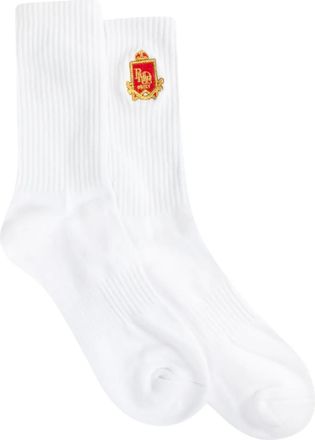Rhude logo-intarsia socks - White