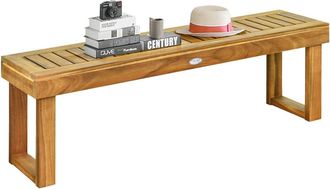 Costway Costway - Banco De Madera De Acacia Para Patio, Banco Sin Respaldo De Exterior Con Asiento De Listones (con Barra De Conexi&oacute;n)