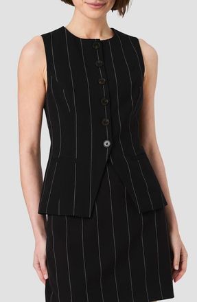 French Connection Pinstripe Button-Up Tank in Black/white at Nordstrom, Size 10