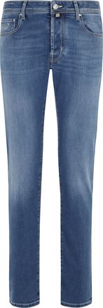 Jacob Cohen Bard Medium Blue Cotton-Blend Slim Straight-Leg Jeans