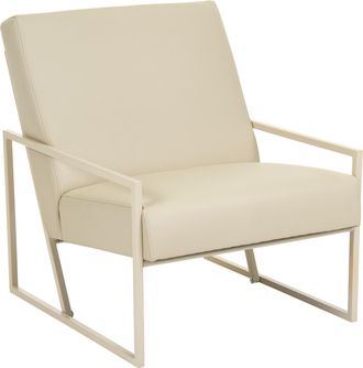 Beliani Sill&oacute;n Moderno Glamour Decorativo Estructura De Metal Beige Tapicer&iacute;a De Piel Sint&eacute;tica Beige Delary