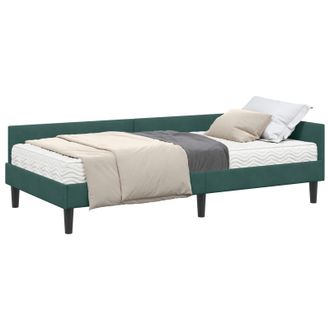 vidaXL Struttura Letto Angolare Con Materasso 2 Pz Verde Scuro Vidaxl