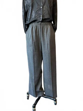 Peter O. Mahler Womens Plaid Jersey Wide Leg Pants In Graphite