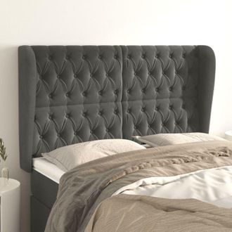 vidaXL Cabecero Con Orejas De Terciopelo Gris Oscuro 163x23x118/128 Cm Vidaxl