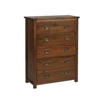 Core 10 Core Products - Boston 5 Drawer Chest - Pine - 90 x 40 x 115 cm - Dark Brown