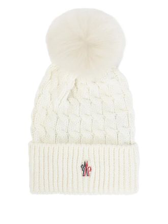 Moncler cable-knit pom-pom beanie - women - Virgin Wool - One Size - White