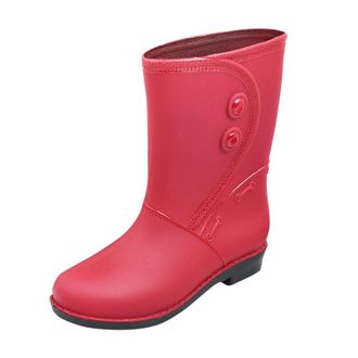 Generic Womens Frosted Ankle Rain Boots Comfortable Lightweight Outdoor Footwear for Rainy Day Walking (Red, 5.5)
