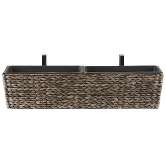 Beliani Maceta Marr&oacute;n Con Tejido De Jacinto De Agua Rectangular 80 X 20 Cm Con Agujeros De Drenaje Kawala
