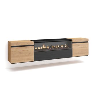 Skraut Home Skraut Home - Mueble Tv, Televisi&oacute;n, Muebles De Sal&oacute;n, Almacenaje, 200x45x35cm, Para Tv Hasta 80, Chimenea El&eacute;ctrica, Colgado, Suspendido, Estilo Mode