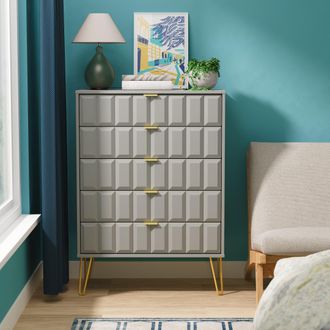Welcome Furniture Hanover Ready Assembled 5 Drawer Chest in Dusk Grey - Welcome Furniture | TJ Hughes