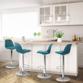 IDMarket Lote De 4 Taburetes De Bar De Dise&ntilde;o Azul Pato Karl