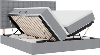 vidaXL Cama De Almacenamiento Led Con Colch&oacute;n Gris Claro 180 X 200 Cm Vidaxl
