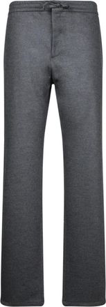 Canali Grijze Flanellen Broek - Heren - Straight fit broeken - Grijs - 4XL - Broeken