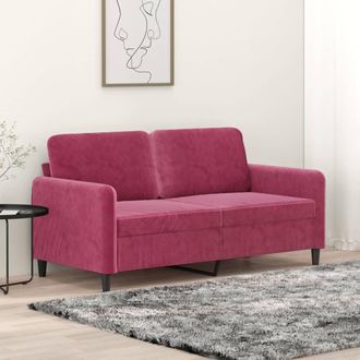 vidaXL Sof&aacute; De 2 Plazas De Terciopelo Rojo Tinto 140 Cm Vidaxl