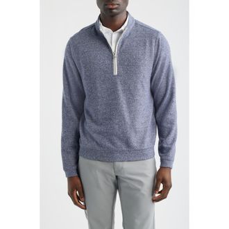 Scott Barber Marled Sweater Knit Quarter Zip Pullover in Indigo at Nordstrom, Size Xx-Large