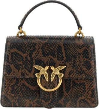 Pinko Pinko, Tassen, Dames, Bruin, ONE Size, Katoen, Love One Top Handle Mini Light
