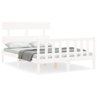 Berkfield Home Bed Frame with Headboard White 120x200 cm Solid Wood