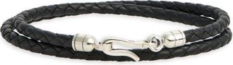 Caputo & Co. Mens Euro Braided Leather Double Wrap Bracelet in Black at Nordstrom