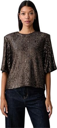 Twinset Paillettenblouse - Dames - Blouses & Shirts - Bruin - Maat: L Poliester
