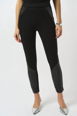 Joseph Ribkoff Colorblock Leatherette Pull-On Leggings In Black