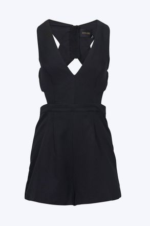 DO+BE Collection Plunging Open-Back Satin Romper In Black