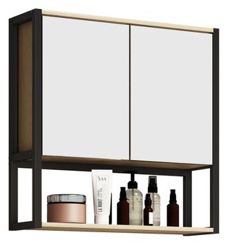 ebuy24 Armario De Ba&ntilde;o Vcm Atemporal Dimensiones Aprox. Al. 60 X An. 60 X P. 17 Cm Espacio De Almacenamiento Suficiente Armario De Espejo - Edino 60 X 60 Cm 