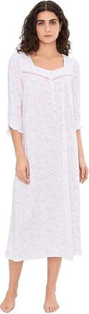 Eileen West Cotton Knit 3/4 Sleeve Nightgown Womens Jumpsuit & Rompers One Piece White Ground Viney Ditsy : MD